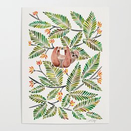 Happy Sloth – Tropical Green Rainforest Poster