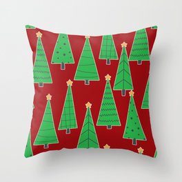 christmas trees in red Throw Pillow