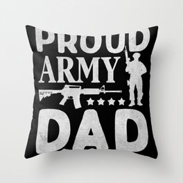 Proud army dad retro Fathers day gift for soldier Throw Pillow