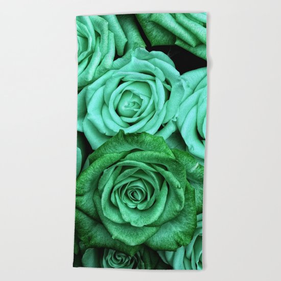 Sea Green Roses Beach Towel