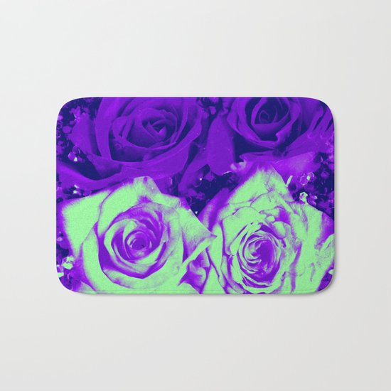 Glitter and Roses - Purple and Green Bath Mat