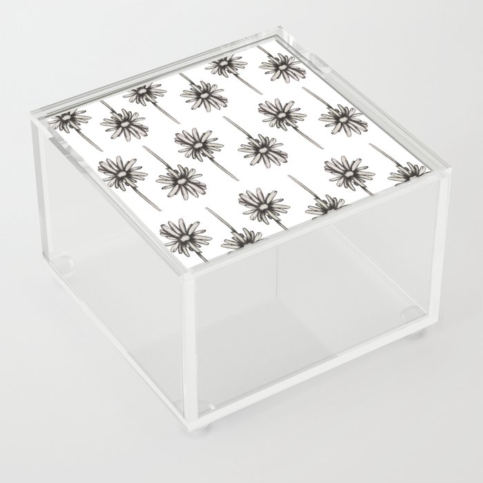 Speckled Daisy Black and White Print Acrylic Box