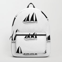 Black Sailboat Pattern Backpack | Summer, Travel, Sea, Sail, Sailing, Boat, Ship, Pattern, Simple, Nautical 