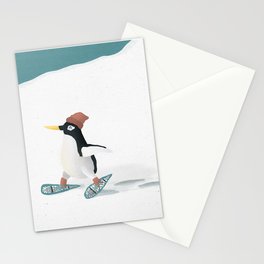 Penguin on Snowshoes Stationery Card