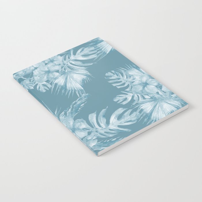 Teal Island Escape Palm Leaves + Flowers Notebook