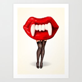 Vampire Wax Lips Pn-Up Art Print