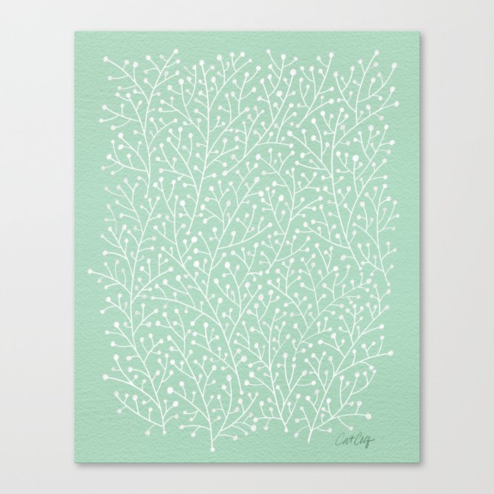 Mint Berry Branches Canvas Print