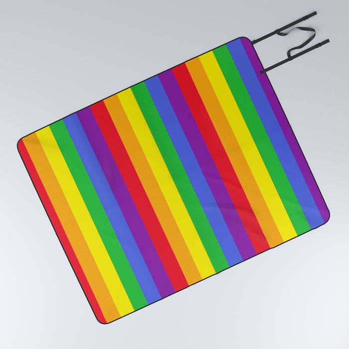 Vertical Rainbow Stripes Picnic Blanket