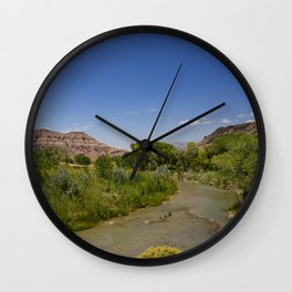 The Virgin River along Zion - Mt. Carmel Highway, Utah Wall Clock