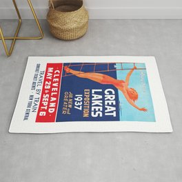 1937 Great Lakes Exposition Advertising Poster Rug