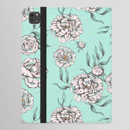 Mint Turquoise Green Pastel Vintage Flower Power Floral Pattern 60s 70s iPad Folio Case