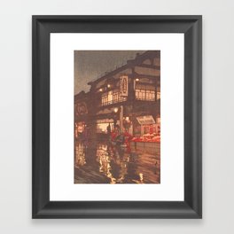 Hiroshi Yoshida, Kagurazaka Street In Rain - Vintage Japanese Woodblock Print Art Framed Art Print