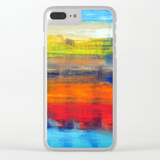 Horizon Blue Orange Red Abstract Art Clear iPhone Case