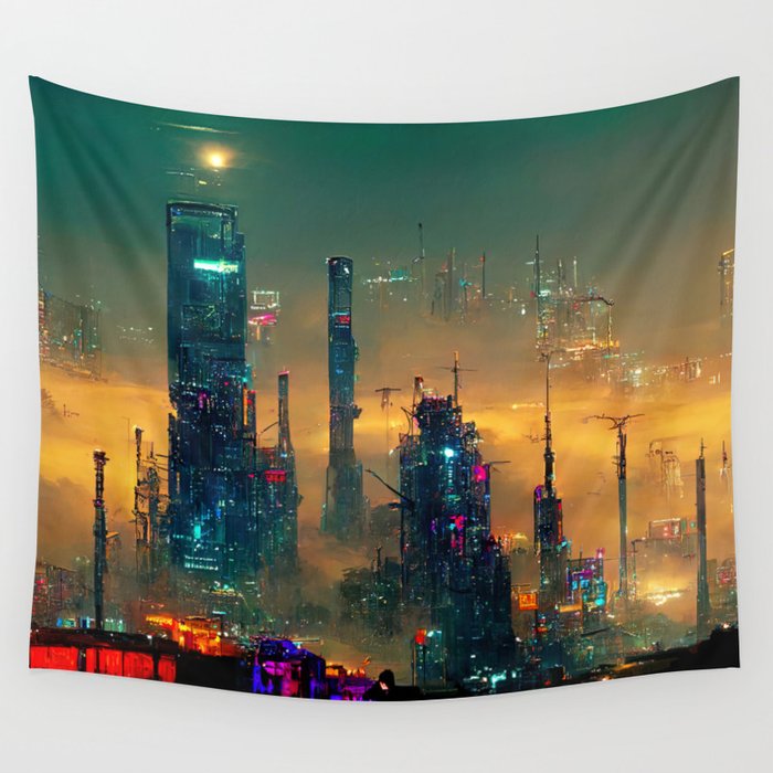 Postcards from the Future - Nameless Metropolis Wall Tapestry