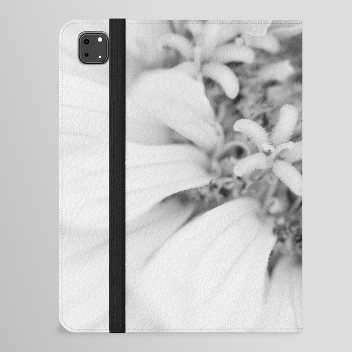 Zinnia Flower Macro High Key Black And White iPad Folio Case