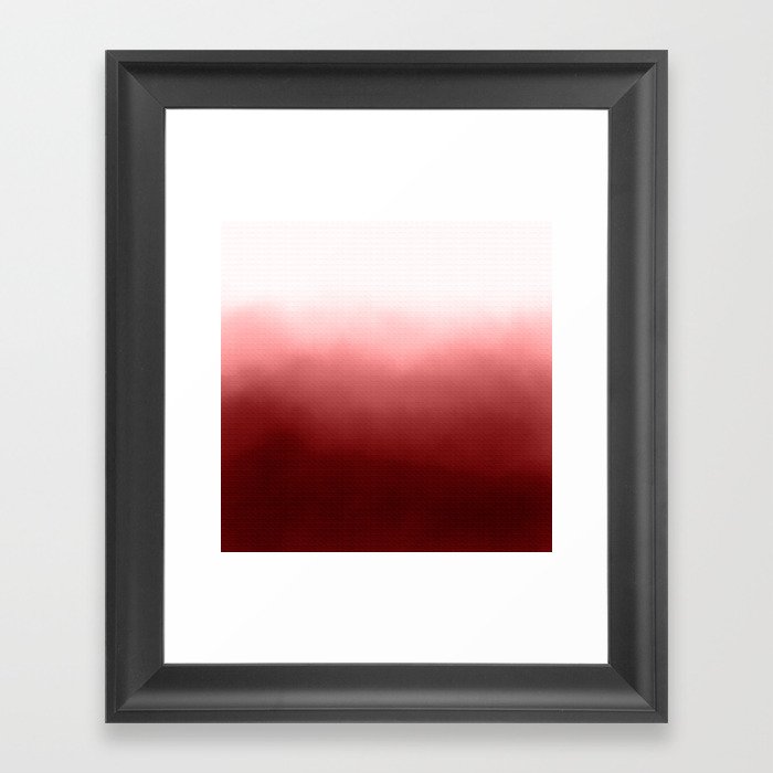 Boho Dip Dye Crimson Red Ombre Gradient Framed Art Print