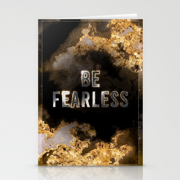 Be Fearless Black and Gold Motivational Art Stationery Cards