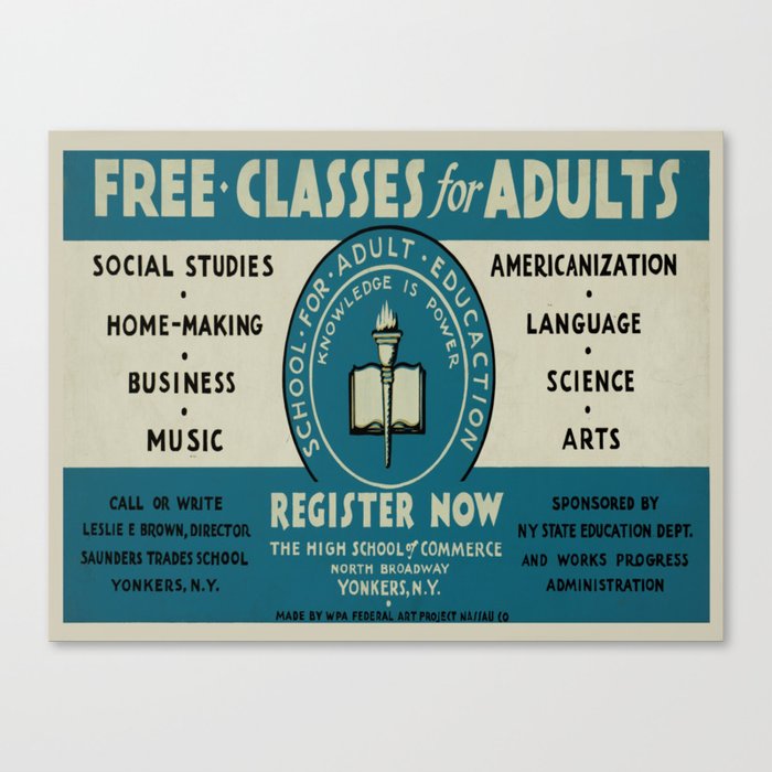 Vintage poster - Adult Education Canvas Print