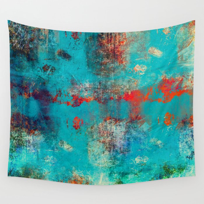 Aztec Turquoise Stone Abstract Texture Design Art Wall Tapestry