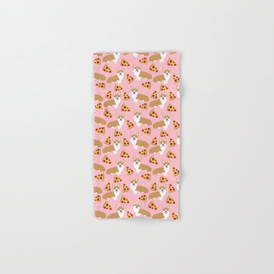 Welsh Corgi Pizza pattern funny dog art customized pet portrait children fur baby must have corgi Hand & Bath Towel