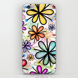 Doodle Daisy Flower Pattern 14 iPhone Skin