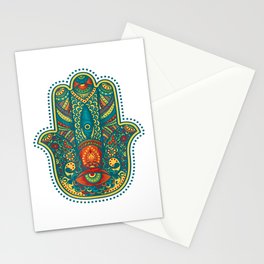 Hamsa , Hand of Fatima, Protective Amulet Top Stationery Card