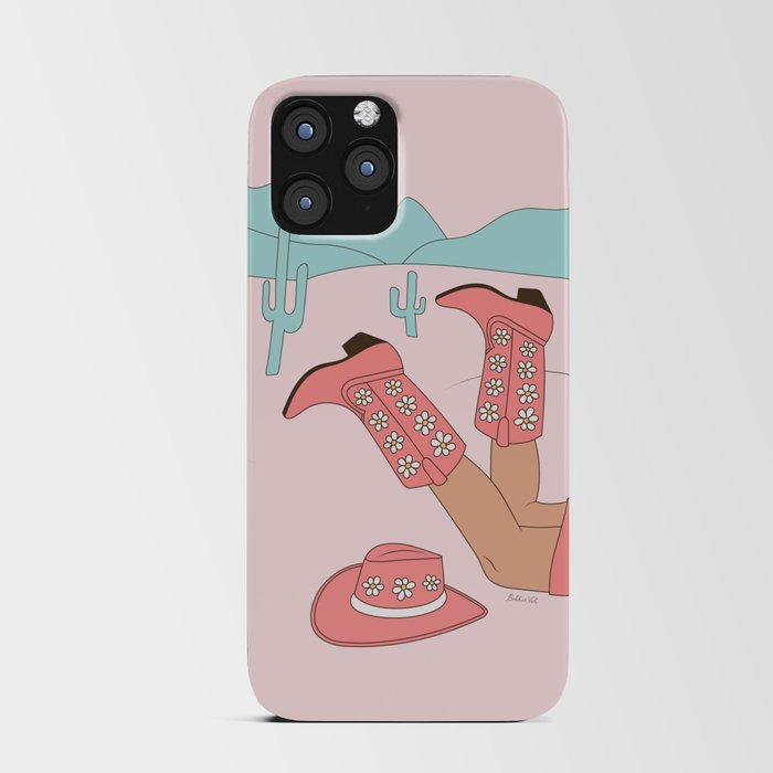 Cute Desert Cowgirl Pink Cowboy Boots Daisy iPhone Card Case