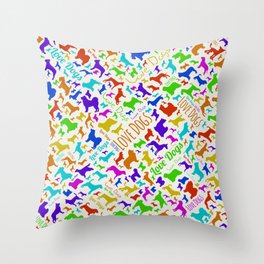 Fun Colorful Love dogs Silhouettes Pattern Throw Pillow