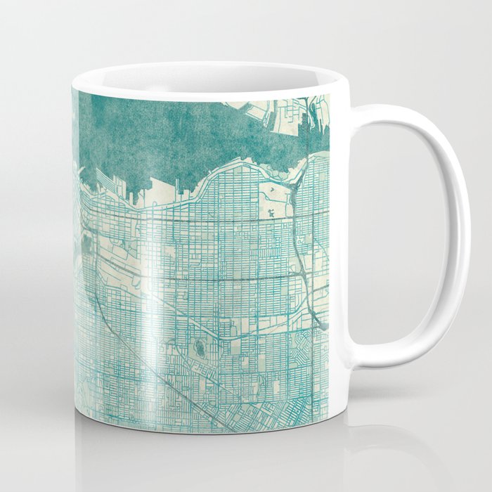 Vancouver Map Blue Vintage Coffee Mug By Hubertroguski Society6 Vancouver Map Blue Vintage Coffee Mug