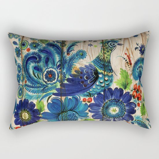 Russian Folk Art on Wood 02 Rectangular Pillow