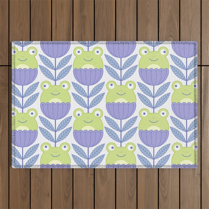 Cute Frogs Lilac Outdoor Rug