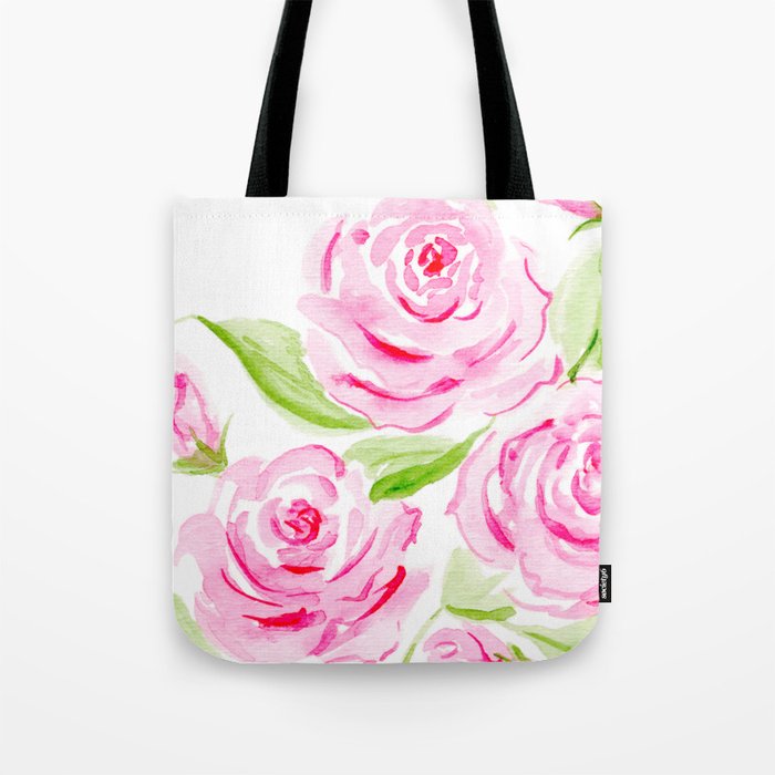 Whimsical Pink Roses Tote Bag