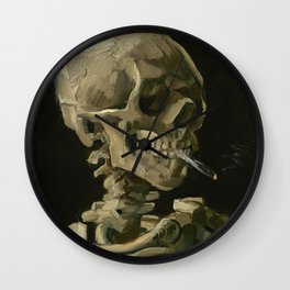 Van Gogh | Skeleton Smoking a Cigarette Restored Art Print Wall Clock