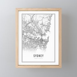 Sydney City Map Framed Mini Art Print