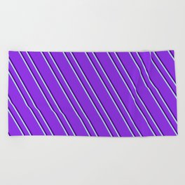 [ Thumbnail: Purple, Indigo & Powder Blue Colored Lines/Stripes Pattern Beach Towel ]