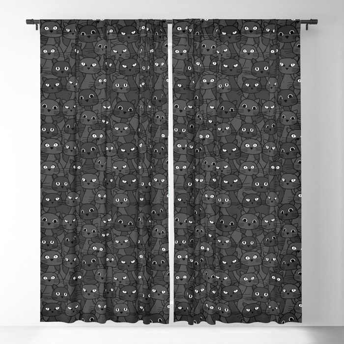 Moody and dark pattern with hand-drawn cats. Blackout Curtain