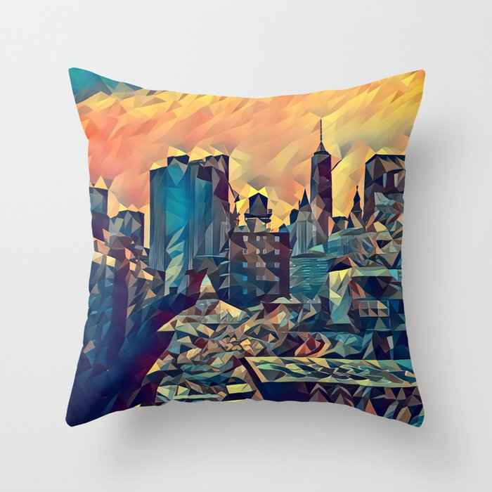 New York City skyline and Chinatown neighborhood in Manhattan Throw Pillow