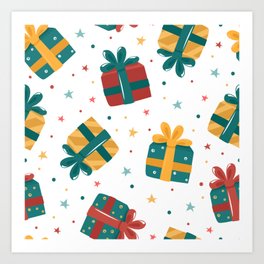 Christmas gifts seamless pattern Art Print