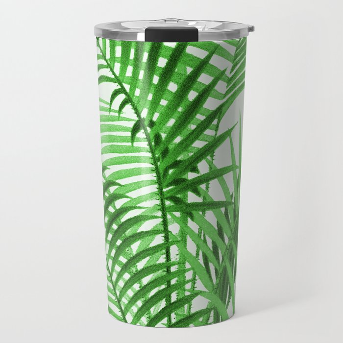 Vibrant Green Palm Leaves Travel Mug