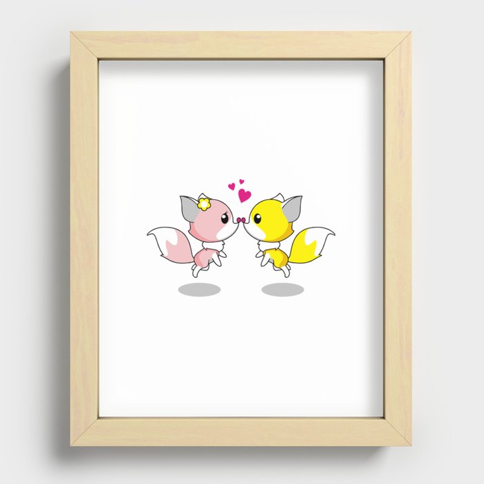 Kissing Cats Recessed Framed Print