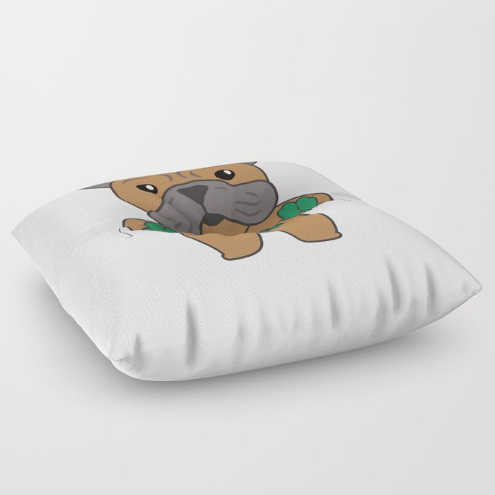 Bulldog Shamrocks Cute Animals For Luck Floor Pillow