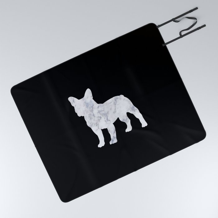 French bulldog marble noir Picnic Blanket