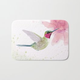 Amethyst Woodstar - Hummingbird Art - Tiny Bird Painting with Pink Palette Bath Mat