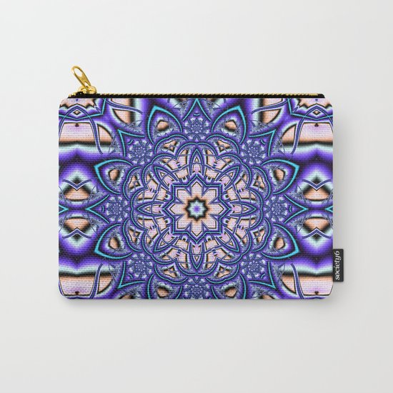 Kaleidoscope flower in purple, pink, blue and salmon. Carry-All Pouch