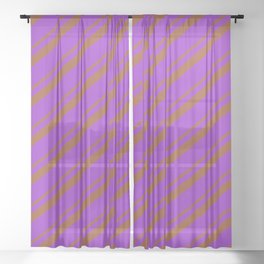 [ Thumbnail: Sienna and Dark Orchid Colored Pattern of Stripes Sheer Curtain ]