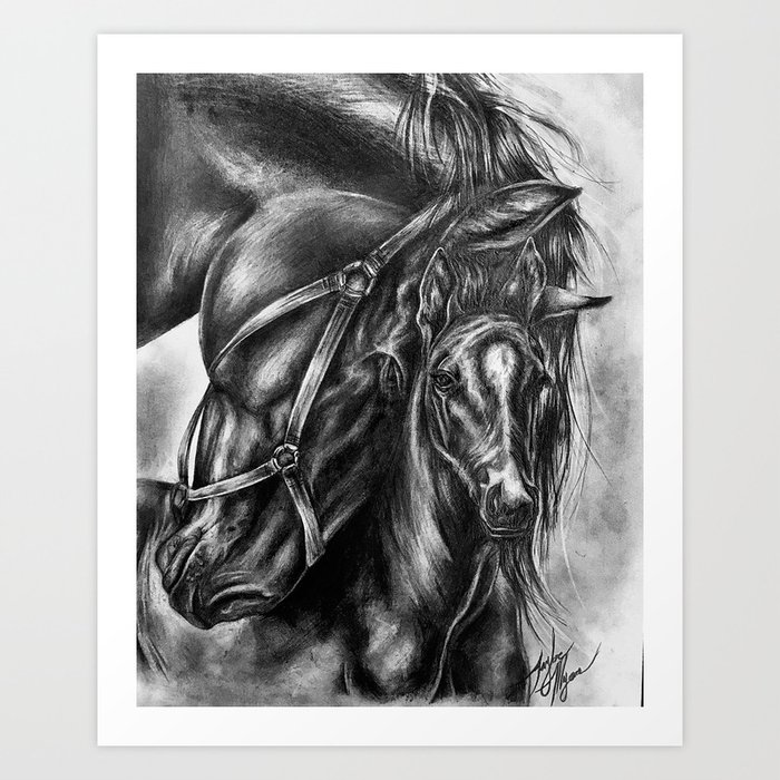 Horse Art / Horse Drawing / Gifts for Horse Lovers / Horse Wall Art / Horse  Pencil Drawing / Equestrian Decor /
