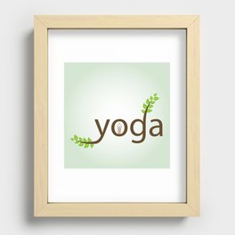 Yoga asana and green leaves typography Recessed Framed Print