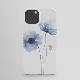 Blue Watercolor Poppies iPhone Case