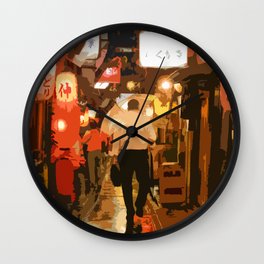 Salaryman Wanders Home Through Shinjuku,Tokyo Wall Clock