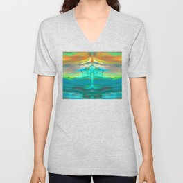 Heaven and Hell Teal V Neck T Shirt